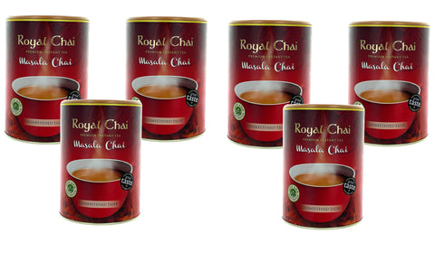Royal Chai Masala Unsweetened Tub 400g (Pack of 6) - Premium Instant Tea - Masala Tea - Natural - Instant Masala Indian Tea