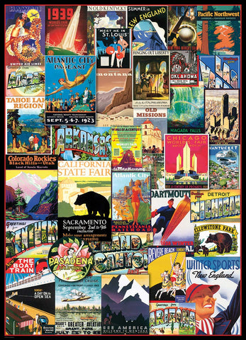 EuroGraphics Travel USA Vintage Ads Jigsaw Puzzle (1000 Piece)