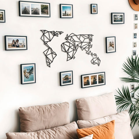 Wallwanders World Map Metal Wall Decor - Office Wall Art - Trave Map - Flat Earth Map - Hanging DÃ©cor, Wall Decoration