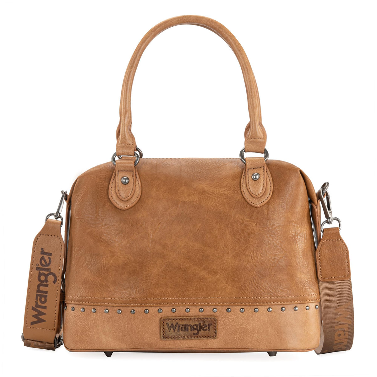 Wrangler Satchel Bag for Women Top handle Handbags Doctor Bag Vintage Purse and Leather Like Shoulder Bag With Wide Strap WG122-S5110LBR