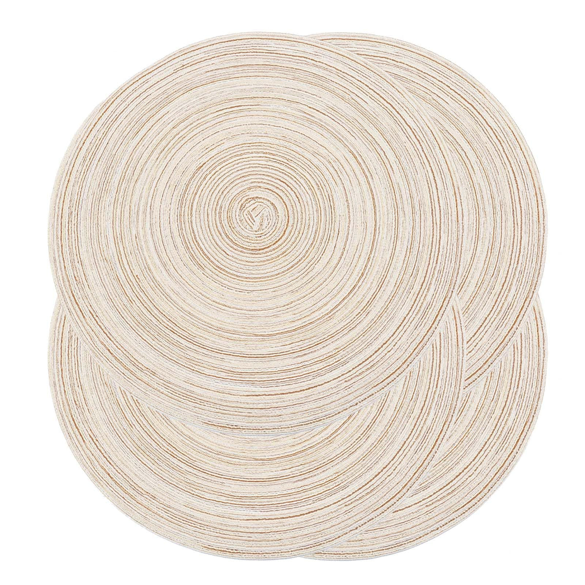 Noctiflorous Round Braided Placemats 15 Inch Round Table Mats Set of 4 for Dining Tables Natural Woven Heat Resistant Place Mats (Round Beige4)