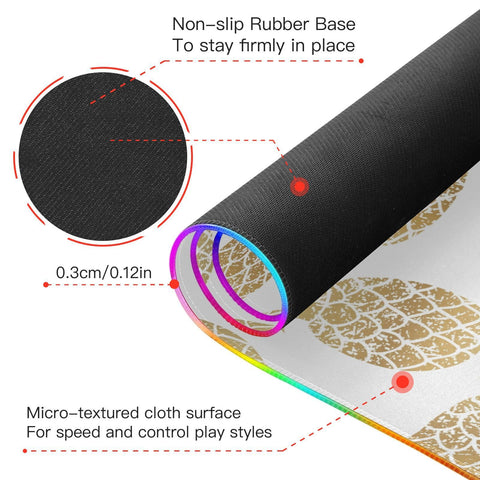 Golden Pineapple Wireless Charging Mouse Pad for Mobile Phone Extra Large Gaming Mousepad with 13 Lighting Modes Mouse Mat for Gaming MacBook PC Laptop Desk Office Home