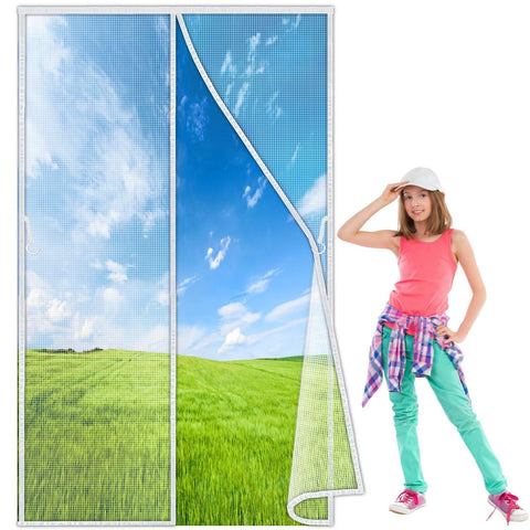 Magnetic Screen Door Curtain 350x235 cm, Door Screen for Kitchen, for Balcony Sliding Living Room Children's Room White New-Version