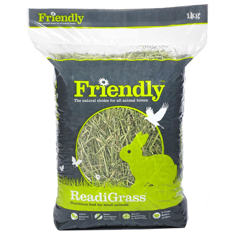 Friendly ReadiGrass Pure Dried Grass - Yorkshire Grown Natural Ryegrass Small Animal Food & for Guinea Pigs, Rabbit, etc. - 4x 1kg Bags