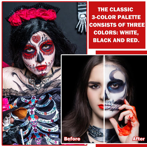 Clown Makeup Kit,White Black Red Face Body Paint for Adults Professional Oil Based Waterproof Halloween Cosplay SFX Special Effects Makeup Kit