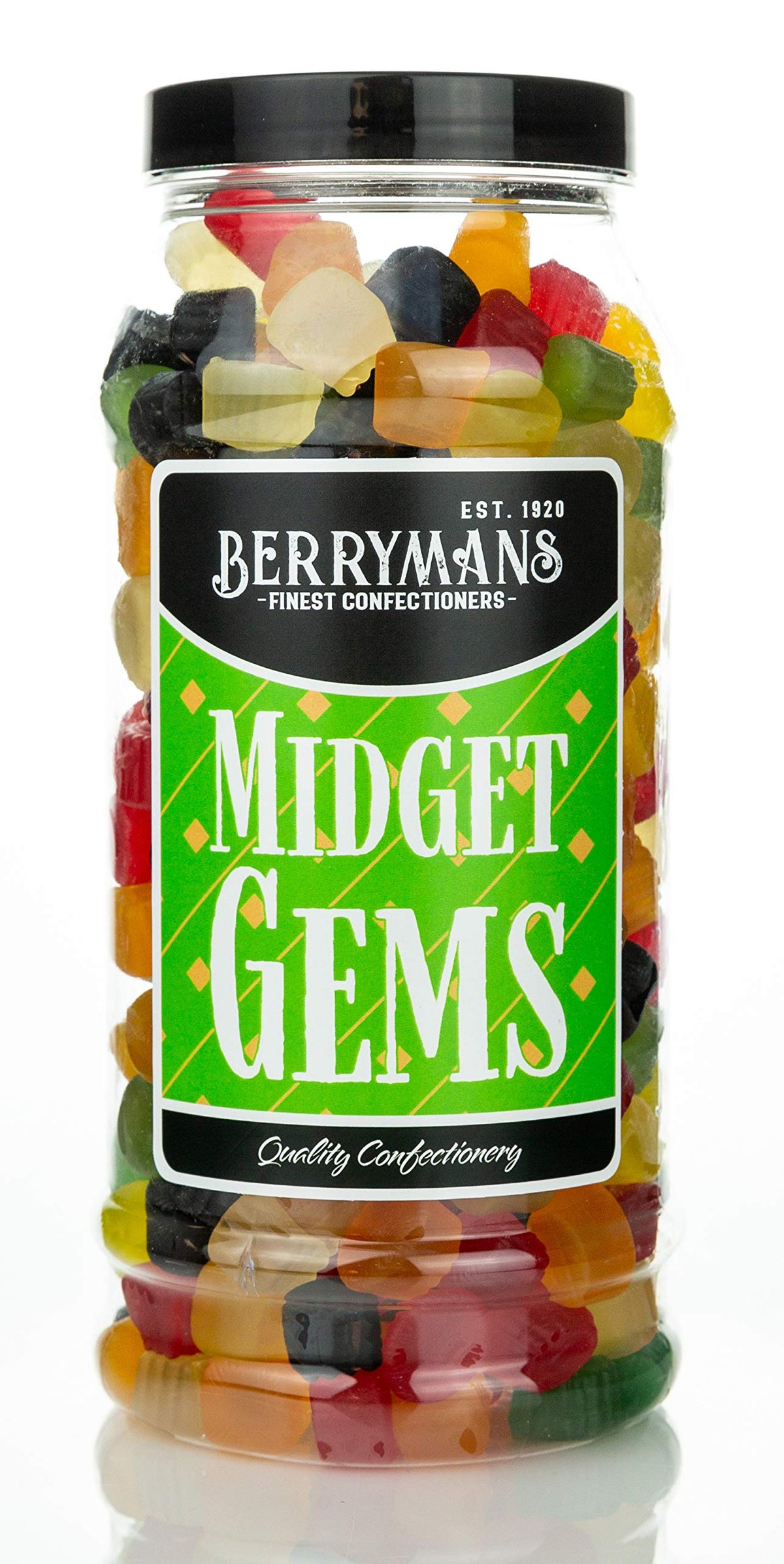 Original Midget Gems Retro Jelly Gummy Sweets Gift Jar By Berrymans Sweet Shop - Classic Sweets, Traditional Taste.