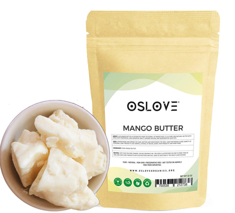 Mango Butter 2 LB by Oslove Organics -Pure, Natural, Hand -packed, Fresh & Fluffy in DIY mixes | Obtained from Mango seeds | Use for DIY leave in conditioner, Salves, Body Butter, Lotions & Soaps