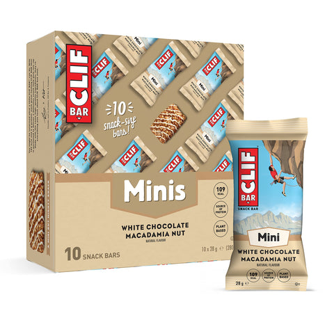 CLIF BAR Minis - Snack Bar - White Chocolate Macadamia Nut - Plant Based Protein - 10 x 28 g