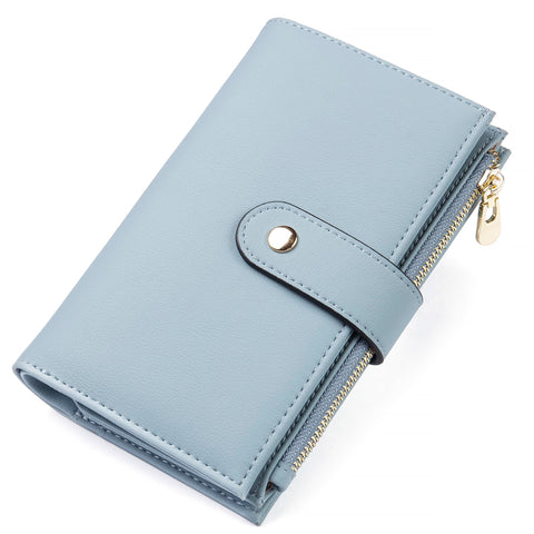 yiijay Womens Wallet RFID Blocking Vegan Leather Trifold Clutch Credit Card Holder Ladies Travel Wallet Purse with Pen Holder