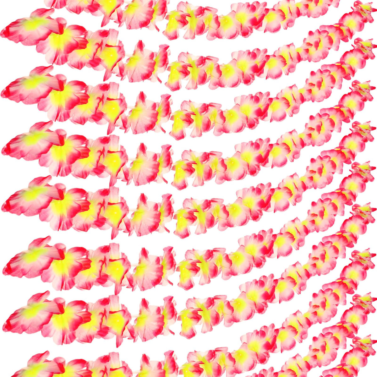 Giegxin 20 Pcs Tropical Hawaiian Flower Lei Garland Tropical Garland Luau Decorations Hawaii Lei for Kids Adults Summer Beach Tiki Birthday Wedding Party Backdrop Decorations