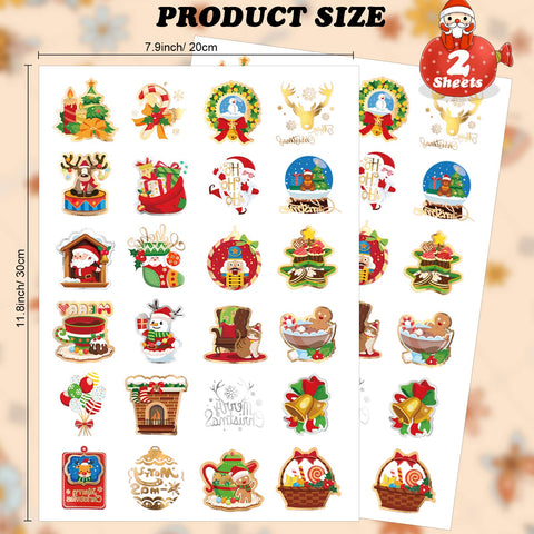 Konsait 48PCS Christmas Glitter Temporary Tattoos for Kids,Santa Claus Snowman Reindeer Waterproof Holiday Tattoos Stickers for Girls Boys Christmas Stocking Filler Stuffers,Xmas Party Supplies Favors