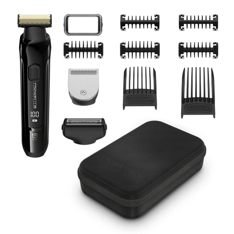 Rowenta TN6201 Forever Sharp Ultimate Hair Trimmer | 3-in-1 Cutting/Trimming/Shaving | Titanium Coated Stainless Steel Blades | 5 Combs (1-2-3-5-6mm) | 120 Minutes Run Time | Waterproof | Black