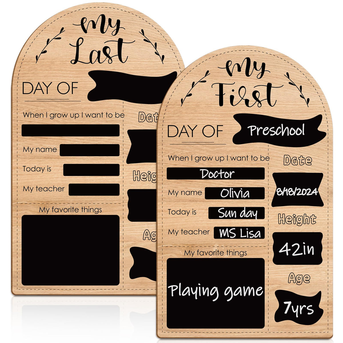 gisgfim Wooden First and Last Day of School Board Double Sided Back to School Sign My First Day of School Sign Reusable 1st Day & Last Day of School Chalkboard Photo Prop for Kindergarten Preschool