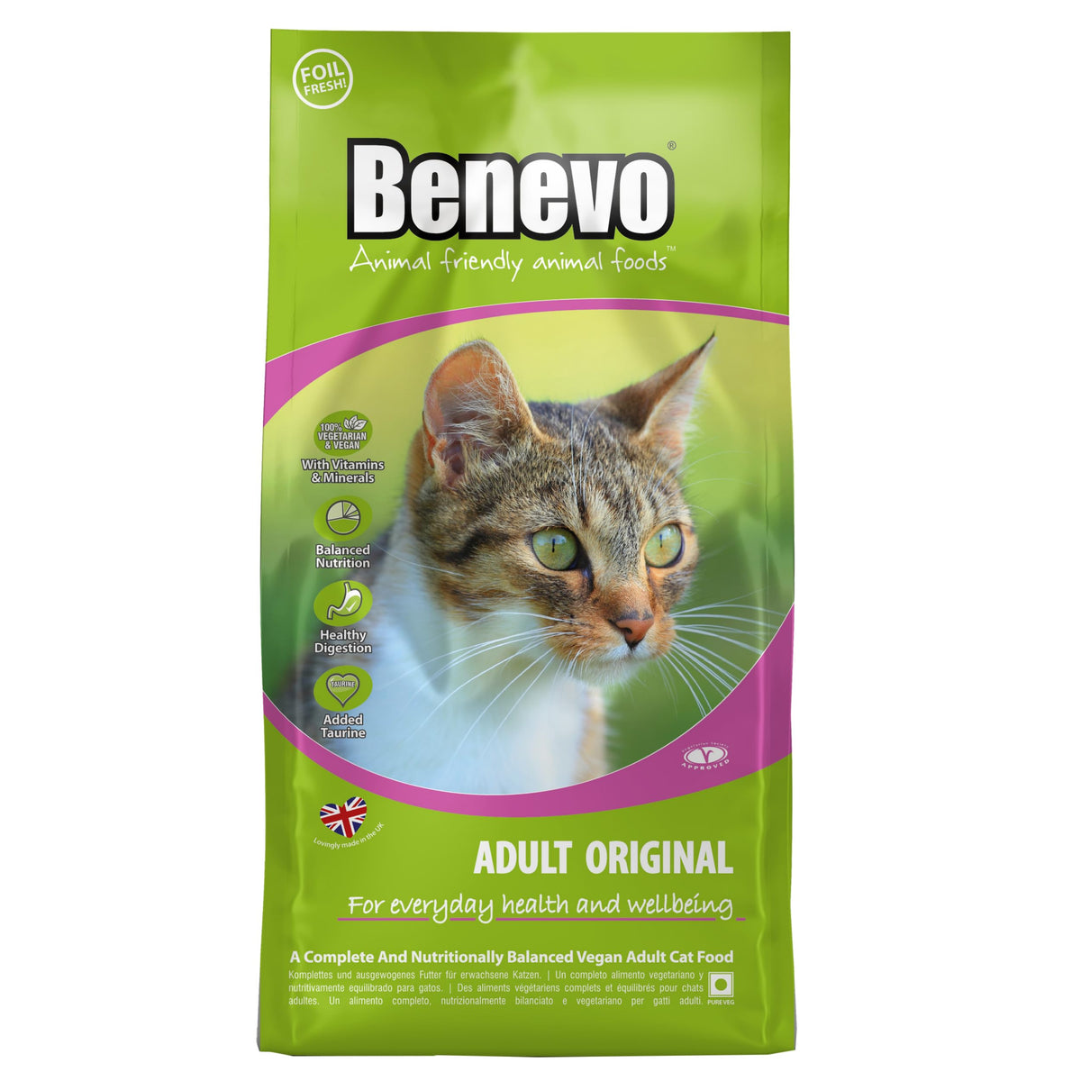 Benevo Dry Vegan Cat Food (2kg) Unlock The Power Of Plant Based Nutrition, With Essential Nutrients & Vitamins A, B, D, E & K, Award Winning Dry Cat Food, Approved By PETA & Vegan Society UK
