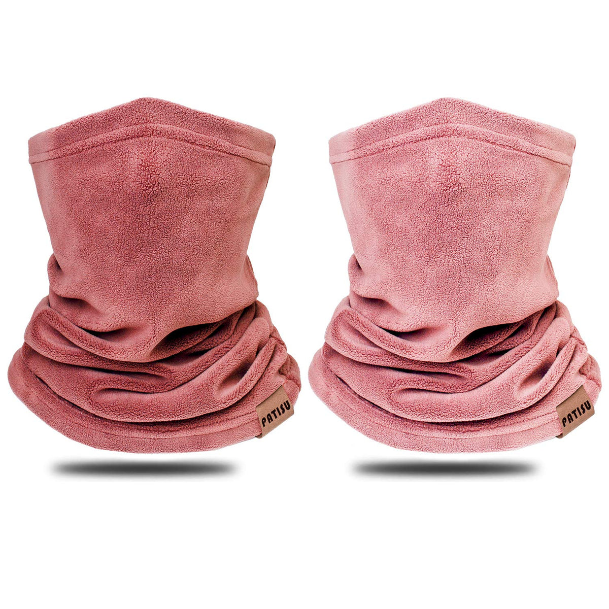 Kids Neck Warmer Gaiter Winter Fleece Neck Cover Balaclava Windproof Face Cover Mask for Ski Motorcycle-2 Pack - pink - One Size