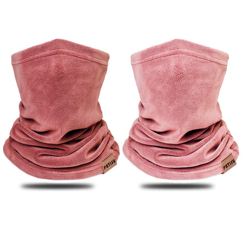 Kids Neck Warmer Gaiter Winter Fleece Neck Cover Balaclava Windproof Face Cover Mask for Ski Motorcycle-2 Pack - pink - One Size