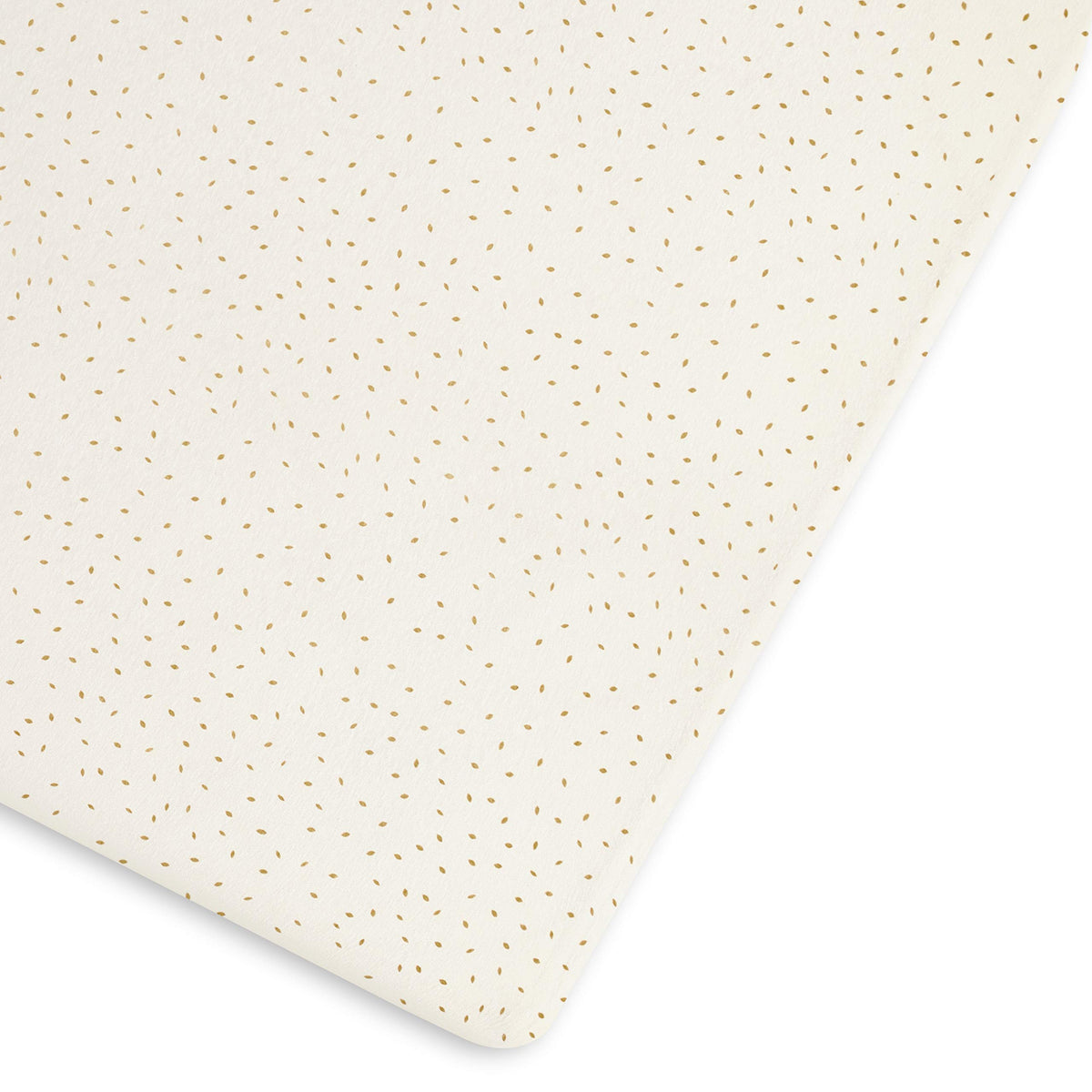 The Little Green Sheep Cot Fitted Sheet, Organic Linen & Cotton Blend Sheet fits Cots & Cot Beds 60x120cm - 70x140cm, Linen with Honey Rice Print