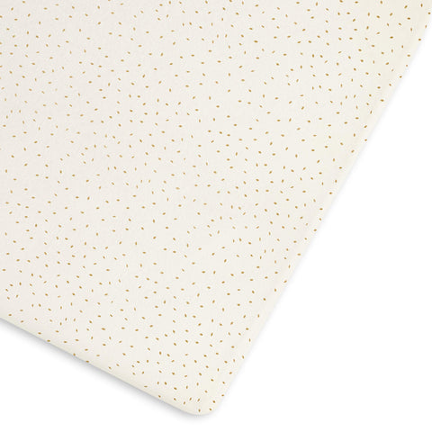 The Little Green Sheep Cot Fitted Sheet, Organic Linen & Cotton Blend Sheet fits Cots & Cot Beds 60x120cm - 70x140cm, Linen with Honey Rice Print
