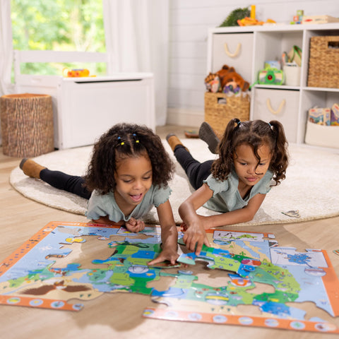 Melissa & Doug National Parks U.S.A. Map Floor Puzzle - 45 Jumbo and Animal Shaped Pieces, Search-and-Find Activities - Kids Preschool Educational Toy for Girls and for Boys Ages 3+