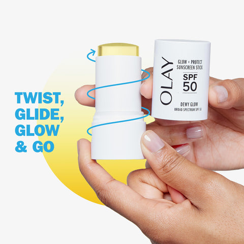 Olay Glow & Protect SPF 50 Face Sunscreen Stick, Fragrance Free, 0.5 OZ (14 G), Dewy Finish Sunscreen Stick with SPF 50 Broad Spectrum Sunblock for All Skin Types