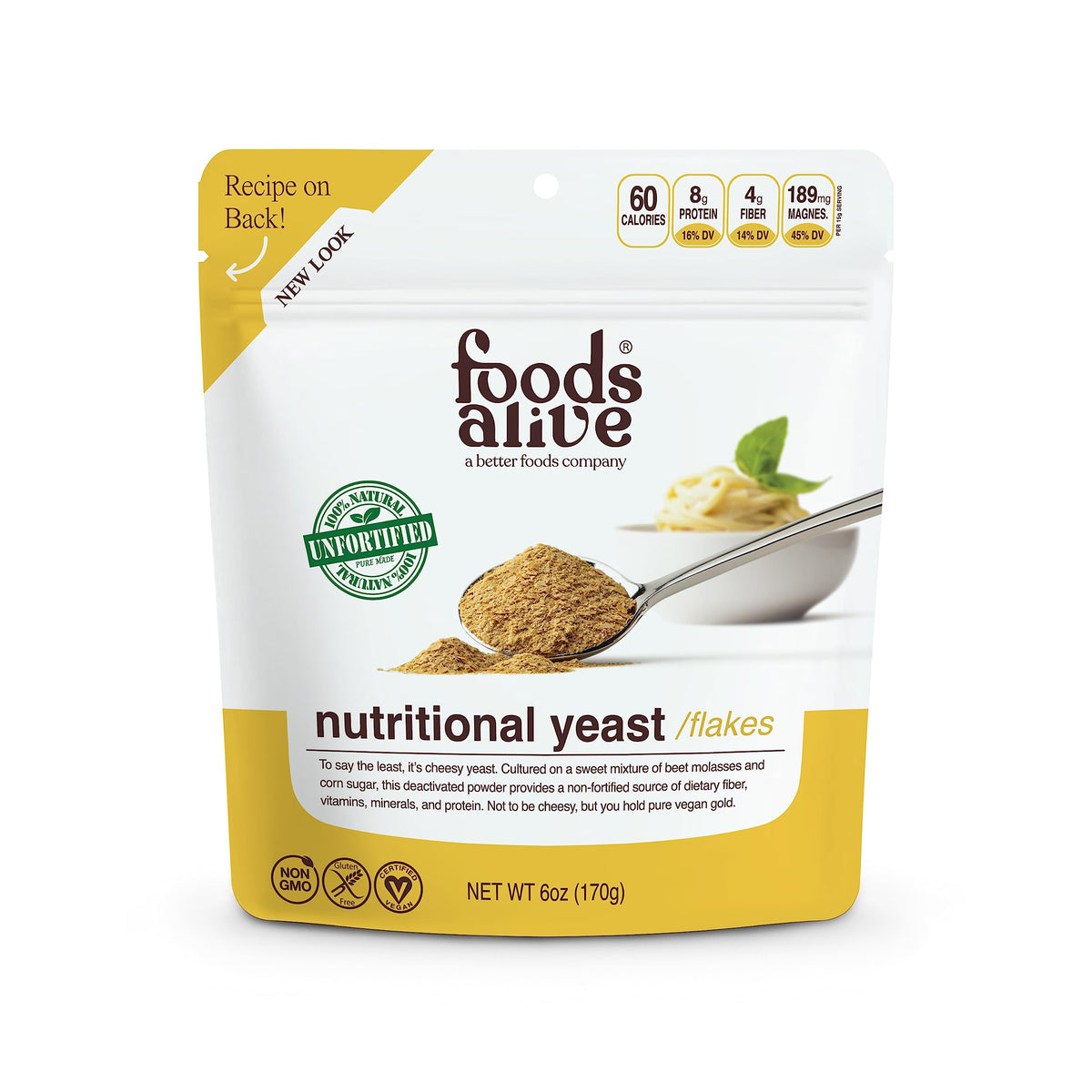 Foods Alive | Non-Fortified Nutritional Yeast Flakes | 6 oz (2-Pack) Unfortified