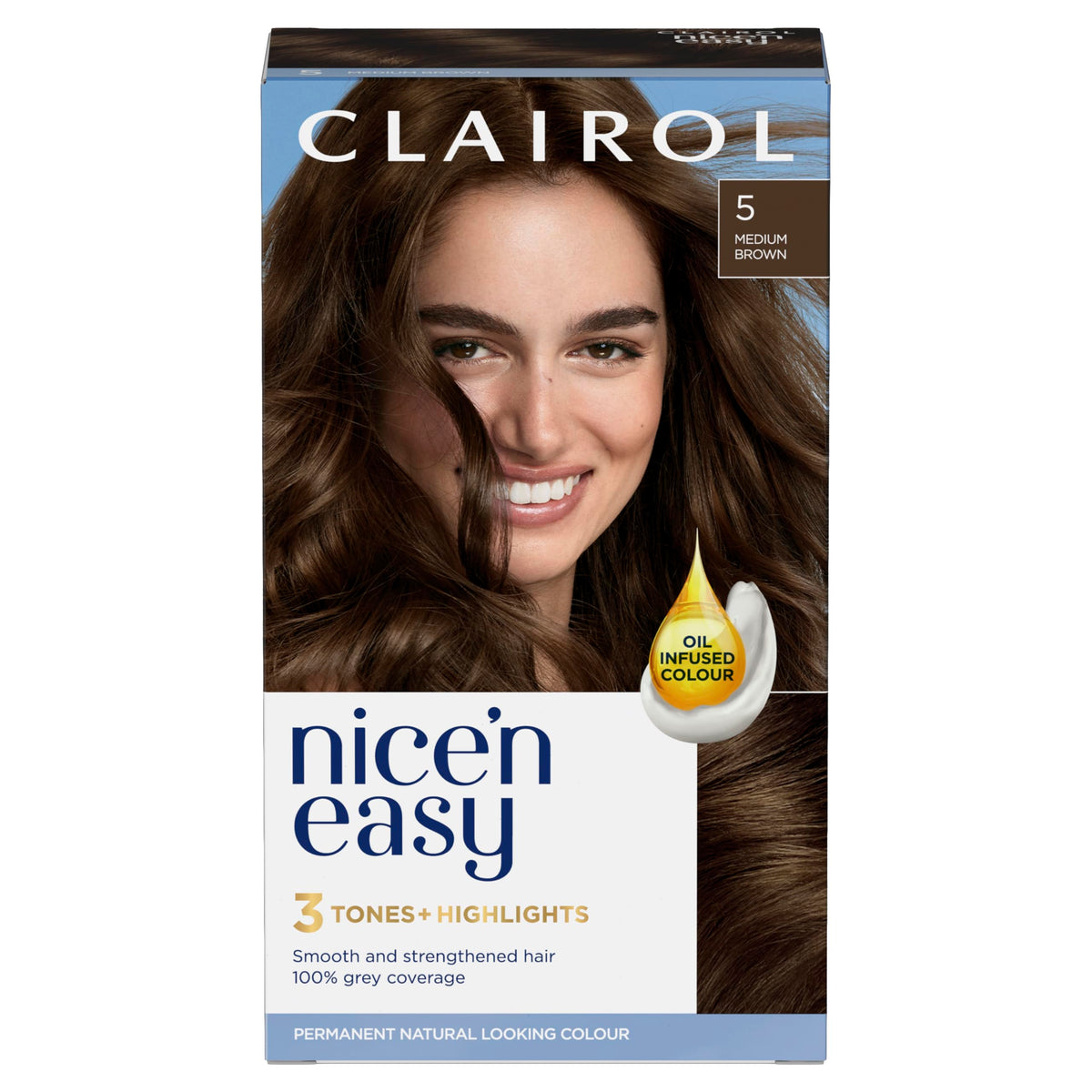Clairol Nice'n Easy CrÃƒÆ’Ã†â€™Ãƒâ€ Ã¢â‚¬â„¢ÃƒÆ’Ã¢â‚¬Â ÃƒÂ¢Ã¢â€šÂ¬Ã¢â€žÂ¢ÃƒÆ’Ã†â€™ÃƒÂ¢Ã¢â€šÂ¬Ã…Â¡ÃƒÆ’Ã¢â‚¬Å¡Ãƒâ€šÃ‚Â¨me, Natural Looking Oil Infused Permanent Hair Dye, 5 Medium Brown