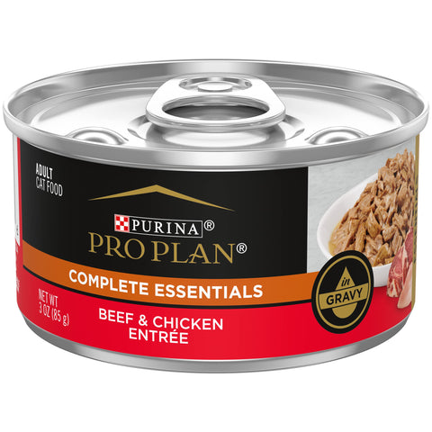 Purina Pro Plan High Protein Cat Food Wet Gravy, Beef and Chicken Entree - (Pack of 24) 3 oz. Pull-Top Cans