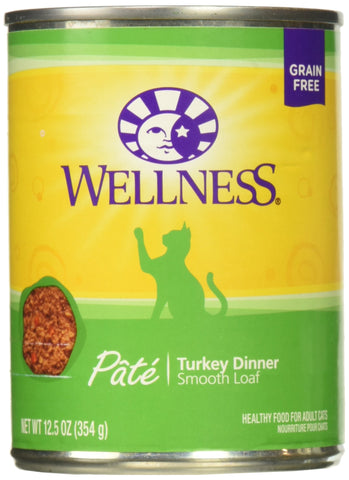 Wellness Pet Products Cat Food - Turkey Recipe - Case of 12 - 12.5 oz.