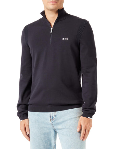 BOSS Mens Ever-X QZ Logo-Print Zip-Neck Sweater in a Cotton Blend