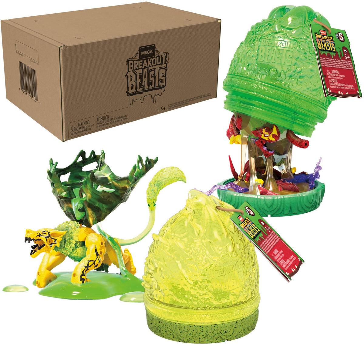 Mega Construx Breakout Beasts Bundle, Mystery Eggs with Slime for Kids (Amazon Exclusive)