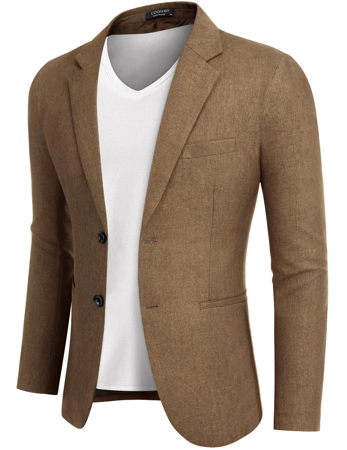 COOFANDY Casual Blazer for Men Two Button Lightweight Sports Coat Slim Fit Two-Button Suit Jacket, Camel, M