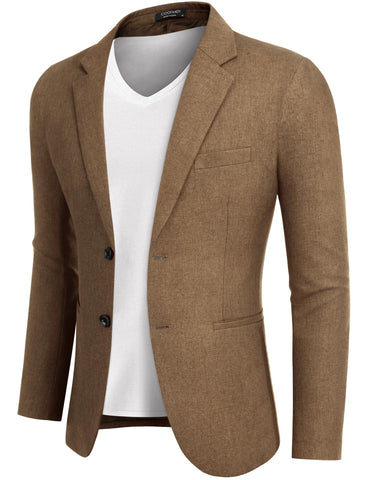 COOFANDY Casual Blazer for Men Two Button Lightweight Sports Coat Slim Fit Two-Button Suit Jacket, Camel, M