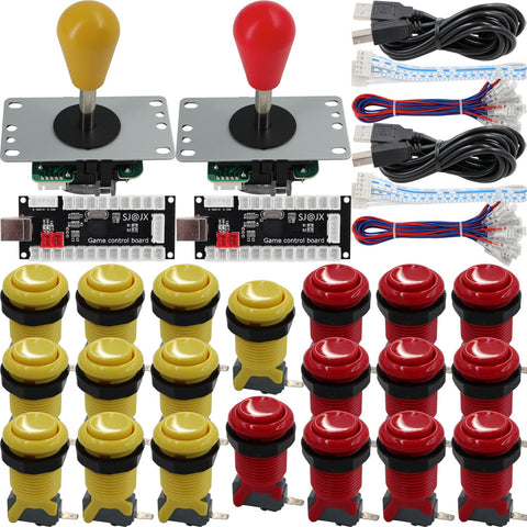 SJ@JX Arcade Game 2 Player Controller DIY Kit Microswitch recessed Button 4&8 Way Joystick Zero Delay USB Encoder Fighting Stick Handles Console for PC MAME Raspberry Pi Retropie