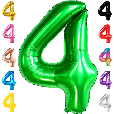 KatchOn, Dark Green Number 4 Balloons - 40 Inch | 4 Balloon Green for Birthdays | 4th Birthday Balloons Boy, 4th Birthday Decorations for Boys | Green Four Balloon, 4 Balloon Number Green Decorations