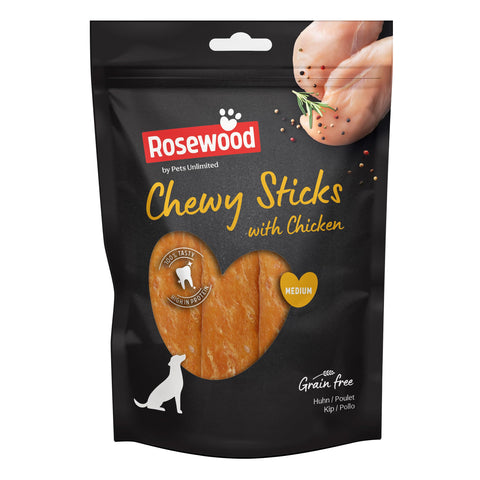 Rosewood Pets Unlimited Chewy Sticks with Chicken, Medium, Grain Free, High Protein Dog Treats - 4pc, 100g