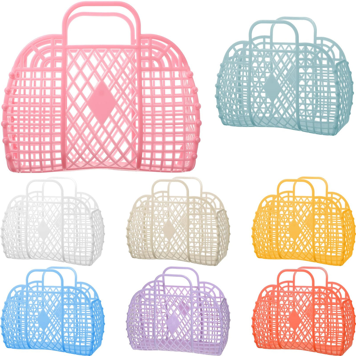 Tatuo 8 Pcs Jelly Purse Jelly Basket Beach Bags Reusable Handbags Plastic Easter Egg Basket for Women Girls kid(Colorful)