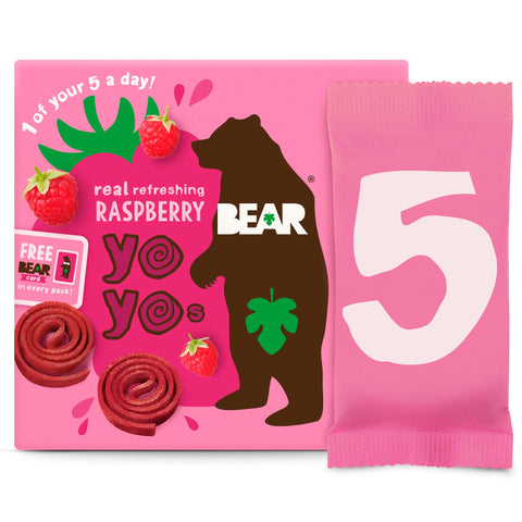 BEAR Raspberry Yoyos - Dried Fruit Rolls - Healthy - Vegan - 20g (5 packs)