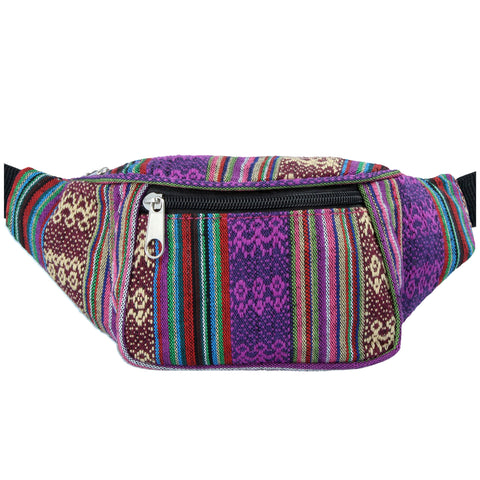 Purple Hippie Bum Bag Perfect for Festivals/Clubbing/Holiday Wear | Phone, Wallet, Money Belt, Fanny Pack