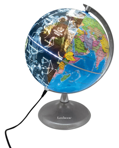 LEXIBOOK NLJ185DE Illuminated STEM 2 in 1 Day Globe Constellation Map at Night Blue/Black