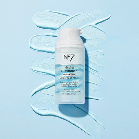 No7 HydraLuminous+ Hydrating Dual Phase Face Mask - Hyaluronic Acid Overnight Face Mask with Vitamin B3 Niacinamide for Skin Barrier Repair & Radiant-Looking Skin (3.5 Fl Oz)