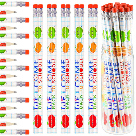 Queepe Welcome Back To School Pencils First Day of School Pencils Motivational School Pencils Unsharpened, HB Pencil for Children and Students, Classroom, Back to School Supplies (24 Pieces), Red