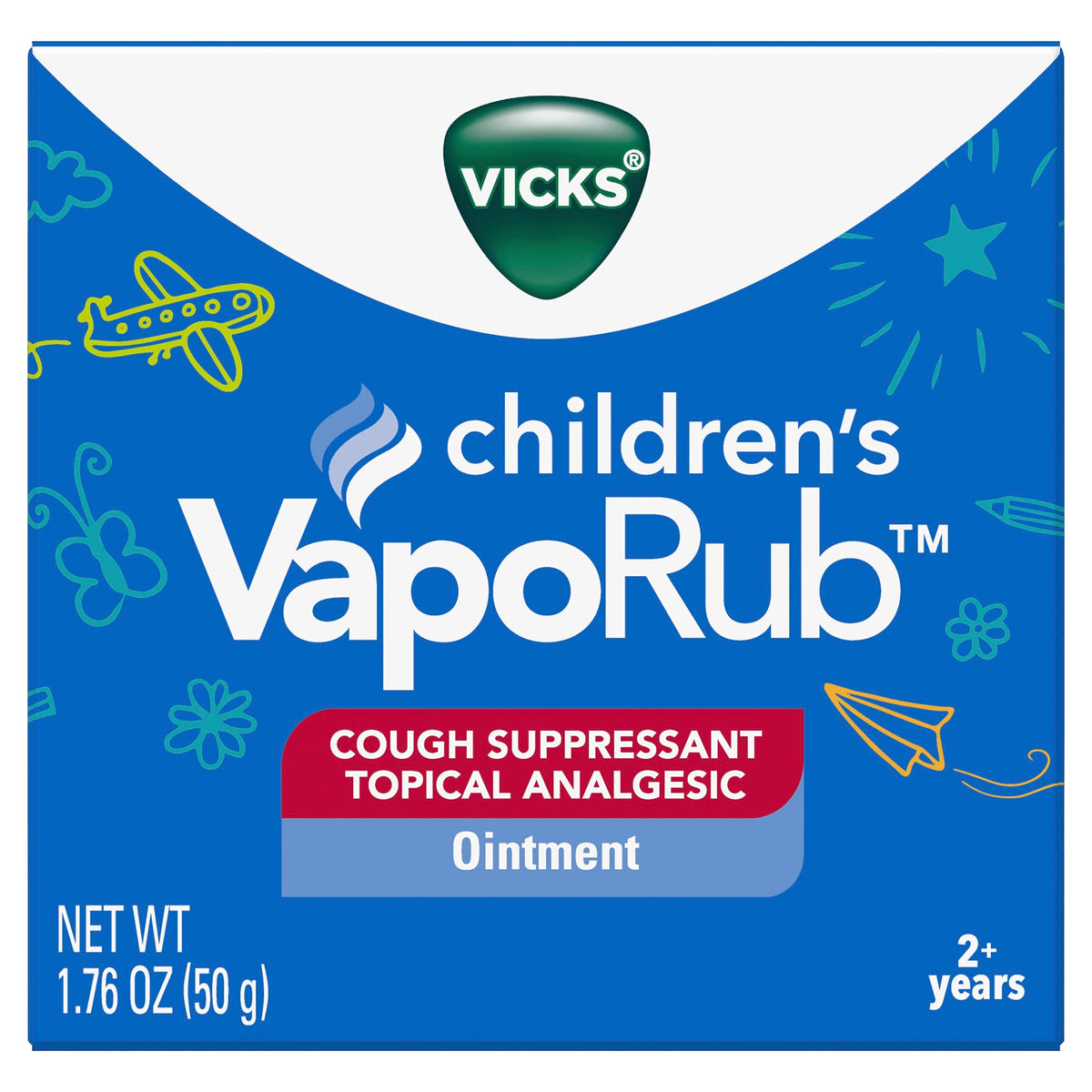 Vicks Children's VapoRub Topical Cough Suppressant, Relieves Coughs and Minor Aches, Clinically Proven, Fast Relief, For Children Ages 2+, 1.76 OZ