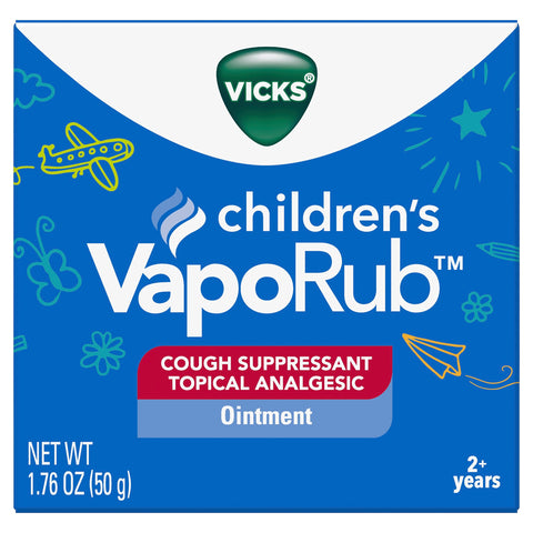 Vicks Children's VapoRub Topical Cough Suppressant, Relieves Coughs and Minor Aches, Clinically Proven, Fast Relief, For Children Ages 2+, 1.76 OZ