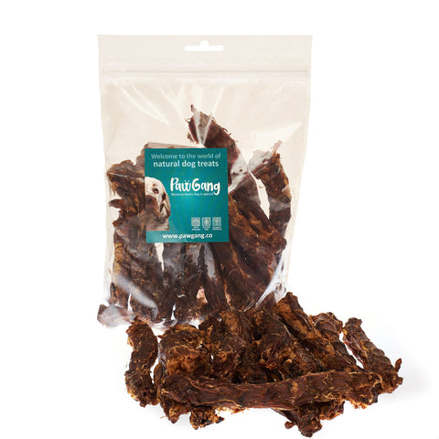 PawGang - Duck Neck 500g - 100% Natural EU Sourced Treats for Dogs Puppies Young Adult Old Small and Large Dog - Tasty Air Dried Chews Snacks - Healthy Hypoallergenic - Low Fat Grain Free - BARF Raw