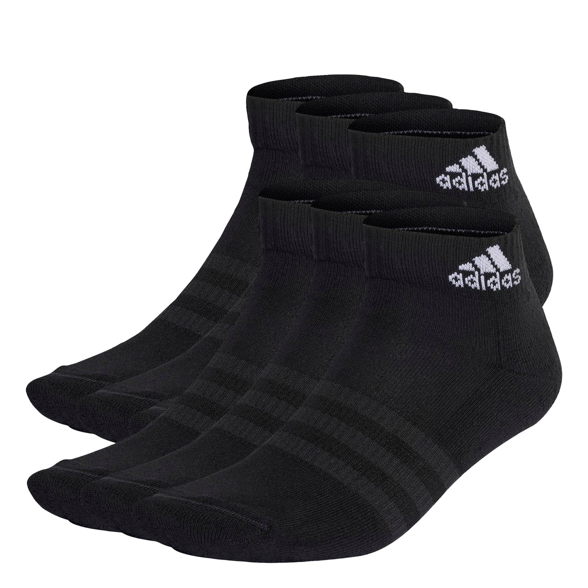 adidas Unisex Cushioned Sportswear Ankle Socks 6 Pairs, Black/White, 13-14.5