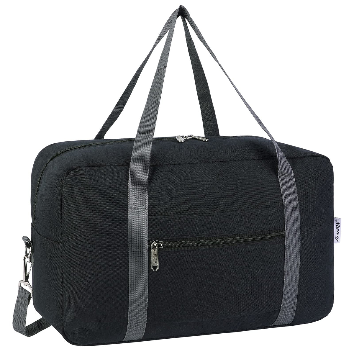 for Ryanair Airlines Underseat Cabin Bag 40X20X25 Foldable Travel Duffel Bag Holdall Tote Carry on Luggage Overnight for Women and Men 20L (Black (with Shoulder Strap))