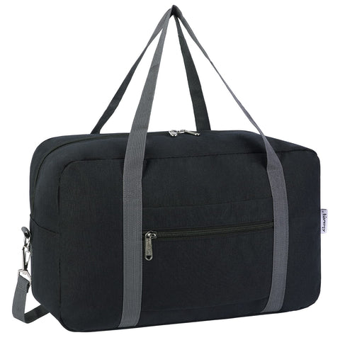 for Ryanair Airlines Underseat Cabin Bag 40X20X25 Foldable Travel Duffel Bag Holdall Tote Carry on Luggage Overnight for Women and Men 20L (Black (with Shoulder Strap))