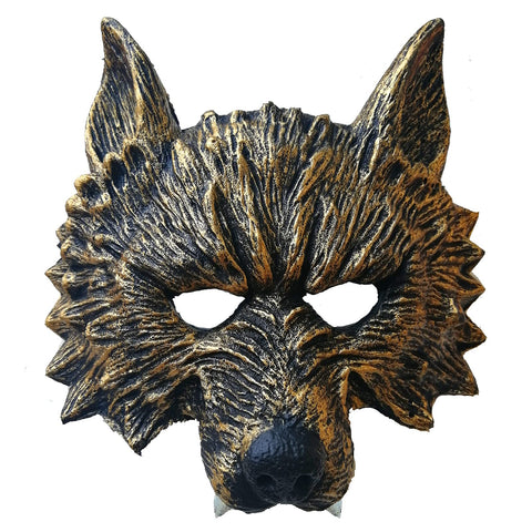 Wolf Mask, Animal Head Masks for Adult, Scary Werewolf Mask for Festival Cosplay Halloween Costume, Gold, Medium
