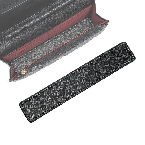 KESOIL Purse WOC Base Shaper,Leather Base Shaper Saver and Insert for Wallet on Chain Bags 7 * 1.2 inches(L*W) (Medium, Leather-Black)