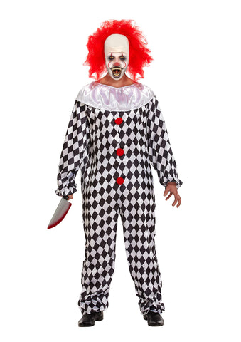 Scary Clown With Wig Halloween Fancy Dress Costume Medium